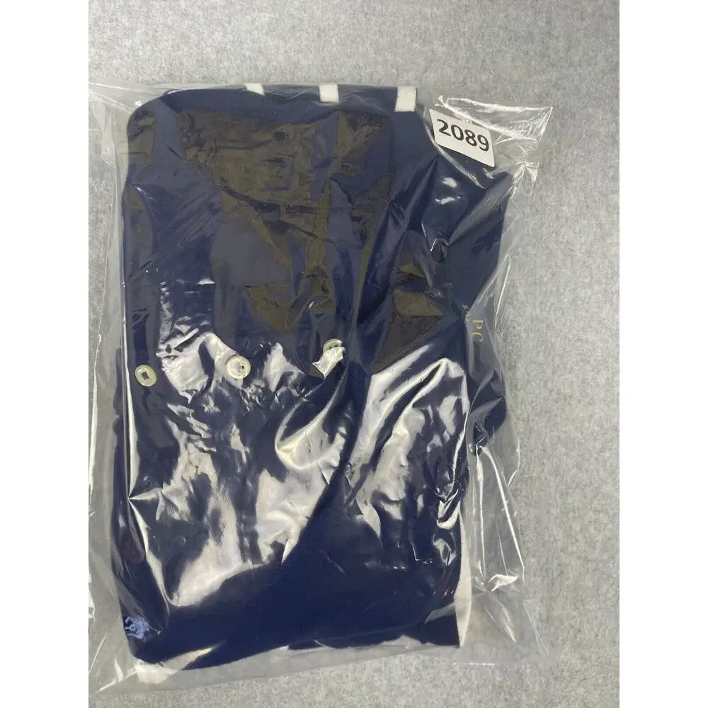Polo Ralph Lauren Terry Polo Shirt Mens Size 2XL Navy Blue Striped Color Blocked